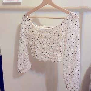 Bershka Ruched Long Sleeve Crop Top